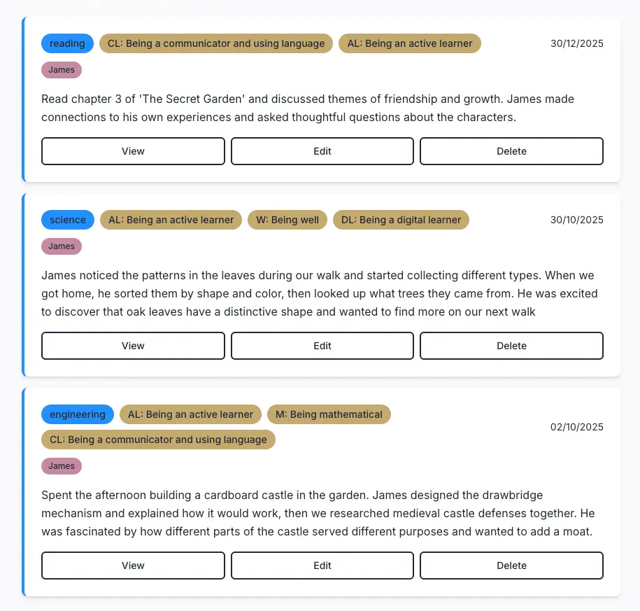 See learning over time in one place